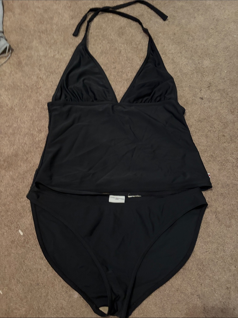 Tommy Hilfiger Black Halter Tankini & Bikini Bottom Set